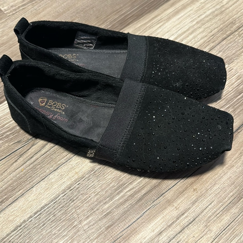 Bobs black leather clogs